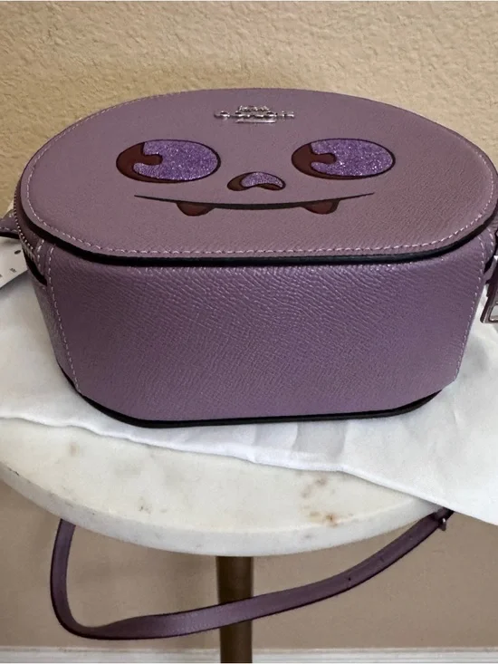 NWT Women COACH Canteen Cute Purple Halloween Bat Crossbody Bag Boo-tiful Cw469 - Picture 6 of 8